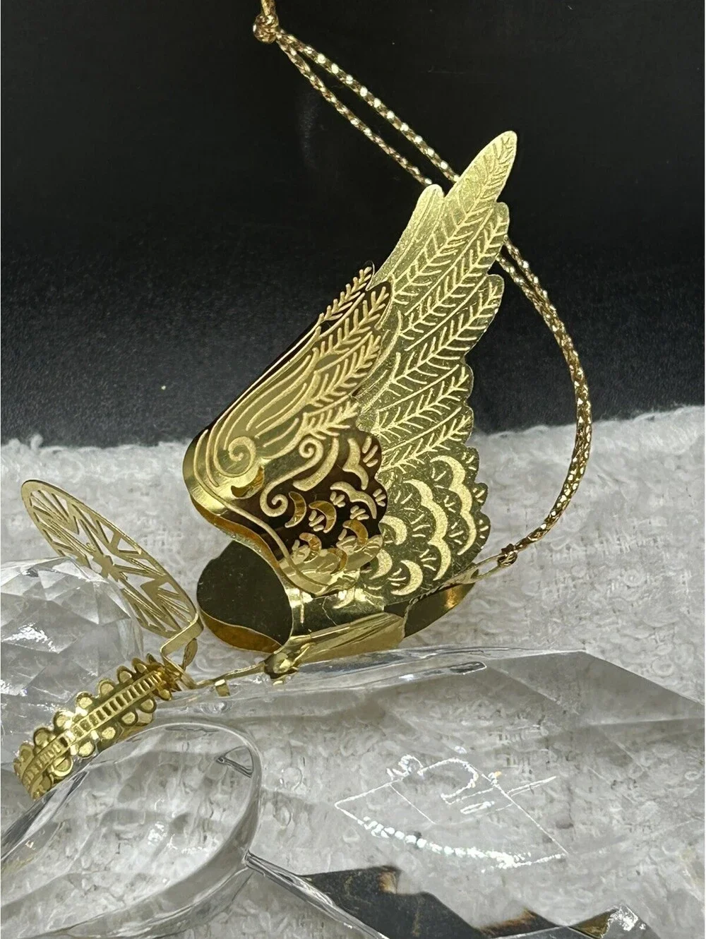 Vintage Filigree Angel Roman Inc Gold Wings Christmas Ornament 1994 ECU